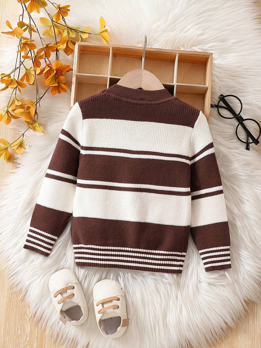 Baby Boys' Striped Colorblock Cardigan - Brown - View 1
