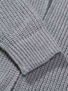 Manfinity Homme 男款下垂肩針織開襟衫 - 淺灰色 - 查看 6