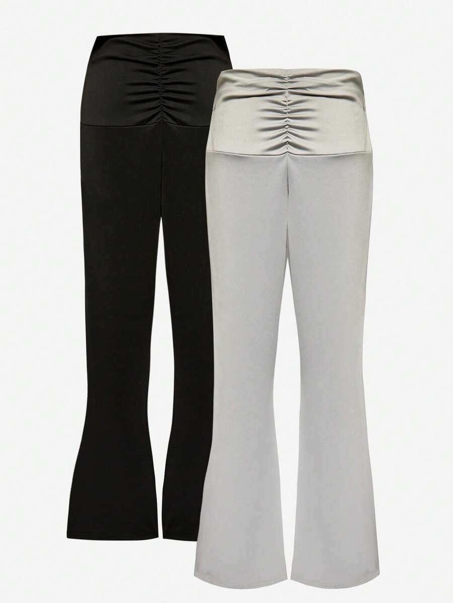 2 peças/conjunto de calças dobráveis alargadas para meninas adolescentes
