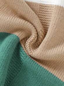 Bebis Flicka Färgblock Knappdetalj Sticka Overall-Jumpsuit Utan T-shirt - Multifärgad - Visa 3