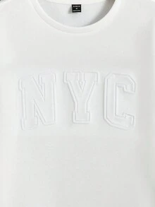 Manfinity RebelGame 男性加大號紋理圖案休閒長袖運動衫 - 白色 - 查看 4