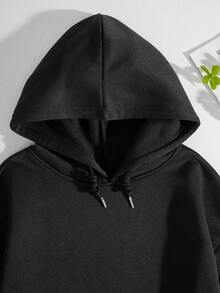 SHEIN EZwear Của phụ nữ Lông cừu Hoodie Với Lá thư Và Ngọn lửa In ấn - Màu xanh nhạt - Xem 7