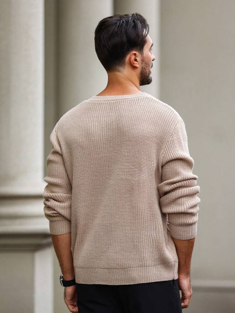 Men's Half-button Sweater With Pockets