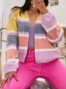 SHEIN Qutie Áo len cardigan màu khối cho nữ - Nhiều màu - Xem 1