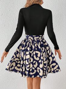 SHEIN Frenchy Ladies' Leopard Print Belted Dress - Multicolor - View 2