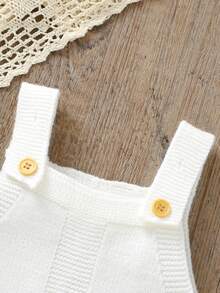 Bebis Flicka Färgblock Knappdetalj Sticka Overall-Jumpsuit Utan T-shirt - Multifärgad - Visa 5