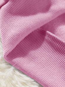 SHEIN EZwear Plus Size Women's Thermal Lined Letter Print Sweatshirt - Pink - View 3