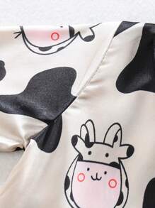 Baby Girls' Cow & Letter Printed Pajama Set - Apricot - View 3