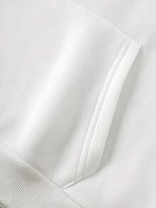 SHEIN EZwear 具有文字和棕櫚樹印花和束口設計的帽衫 - 白色 - 查看 6