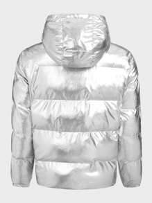 Manfinity RebelGame Men Zip Up Hooded Padded Coat - Silver - View 2