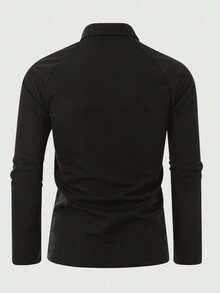 Manfinity Homme 男士純色 Polo 衫 - 黑色 - 查看 2