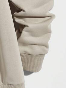 RueChic Men Letter Patched Detail Sweatshirt - Khaki - View 3