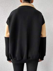 EURMUSE Women's Letter Printed Zipper Front Fleece Sweatshirt - Multicolor - View 2