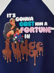 Willy Wonka and the Chocolate Factory X SHEIN Men's Round Neck Printed Sweatshirt With Raglan Sleeves