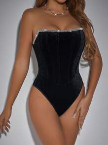 Allurite 女士束胸紧身衣 - 黑色 - 查看 4
