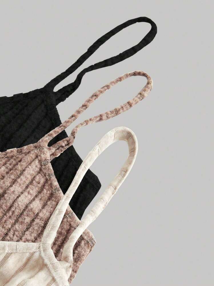 Chiquease Ribbed Knitting Solid Color Tank Top With Sweetheart Collar