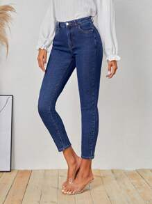 SHEIN LUNE Women's Denim Pants With Pockets