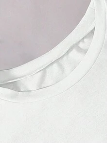 SHEIN EZwear Women's Christmas Pattern Round Neck T-shirt - White - View 3