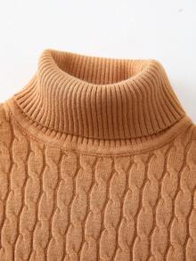 Toddler Boys' High Neck Cable Knit Sweater - Orange - View 5