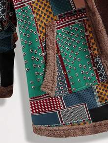 EMERY ROSE 大尺碼復古拼接印花連帽保暖外套，秋冬季節 - 綠色 - 查看 4