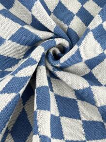 SHEIN Unity Của phụ nữ Xanh Kẻ sọc Áo len Và Váy len nửa mảnh Bộ - Màu xanh lam - Xem 3