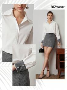 BizChic Color-block Shirt Dress For Women - Multicolor - View 10