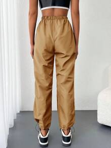 EURMUSE Hose mit Einfarbig Schnürzug am Saum, - Beige - Übersicht 2