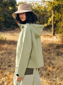 In My Nature 女式戶外運動防水壓膠防風帽風衣 - 綠色 - 查看 3
