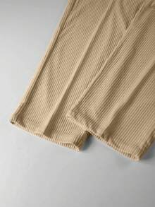 Manfinity 鬆身男士實色連帽按扣運動套裝,包含上衣和褲子兩件 - 卡其色 - 查看 5