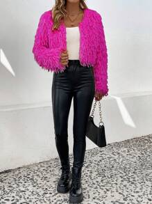 SHEIN Privé 女士開衫外套 - 玫紅色 - 查看 3