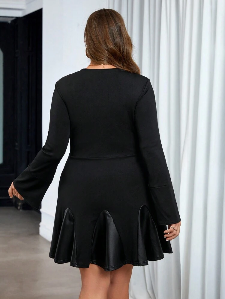 Plus Size Elegant Patchwork Dress Without Belt