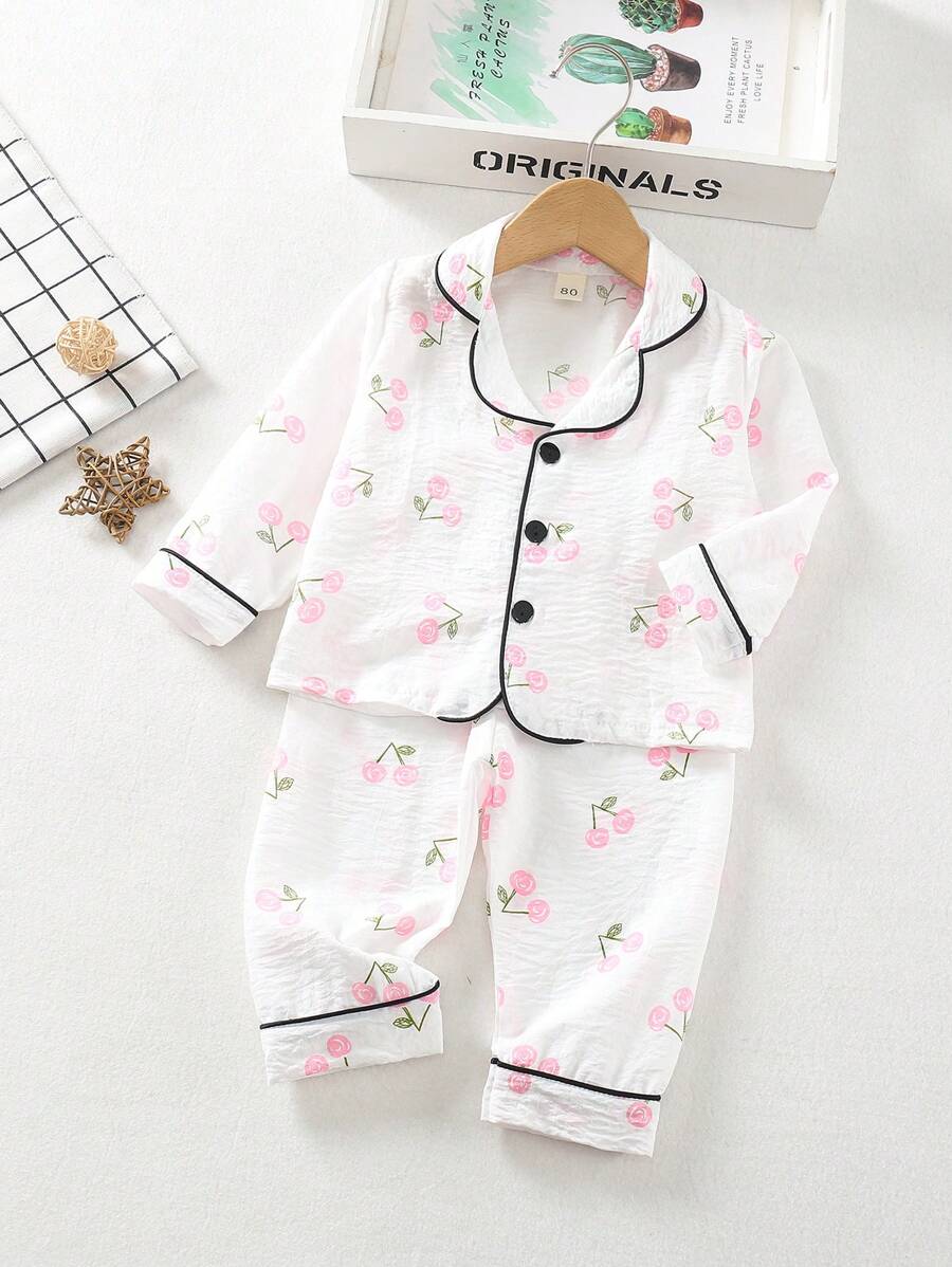 Bộ đồ ngủ in hình động vật dễ thương cho bé gái, phong cách thường ngày - trắng - Xem 1
