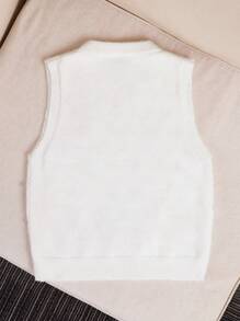 Zolique Sleeveless Sweater Vest With Rhinestone Decoration - White - View 2