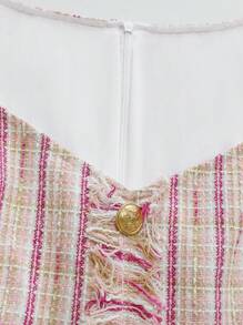 SHEIN Unity Women's Sleeveless Plaid Dress - Pink - View 4