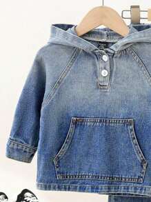 Bambino Giacca In Denim Casual Con Spruzzatura Bianca E Set Di Jeans