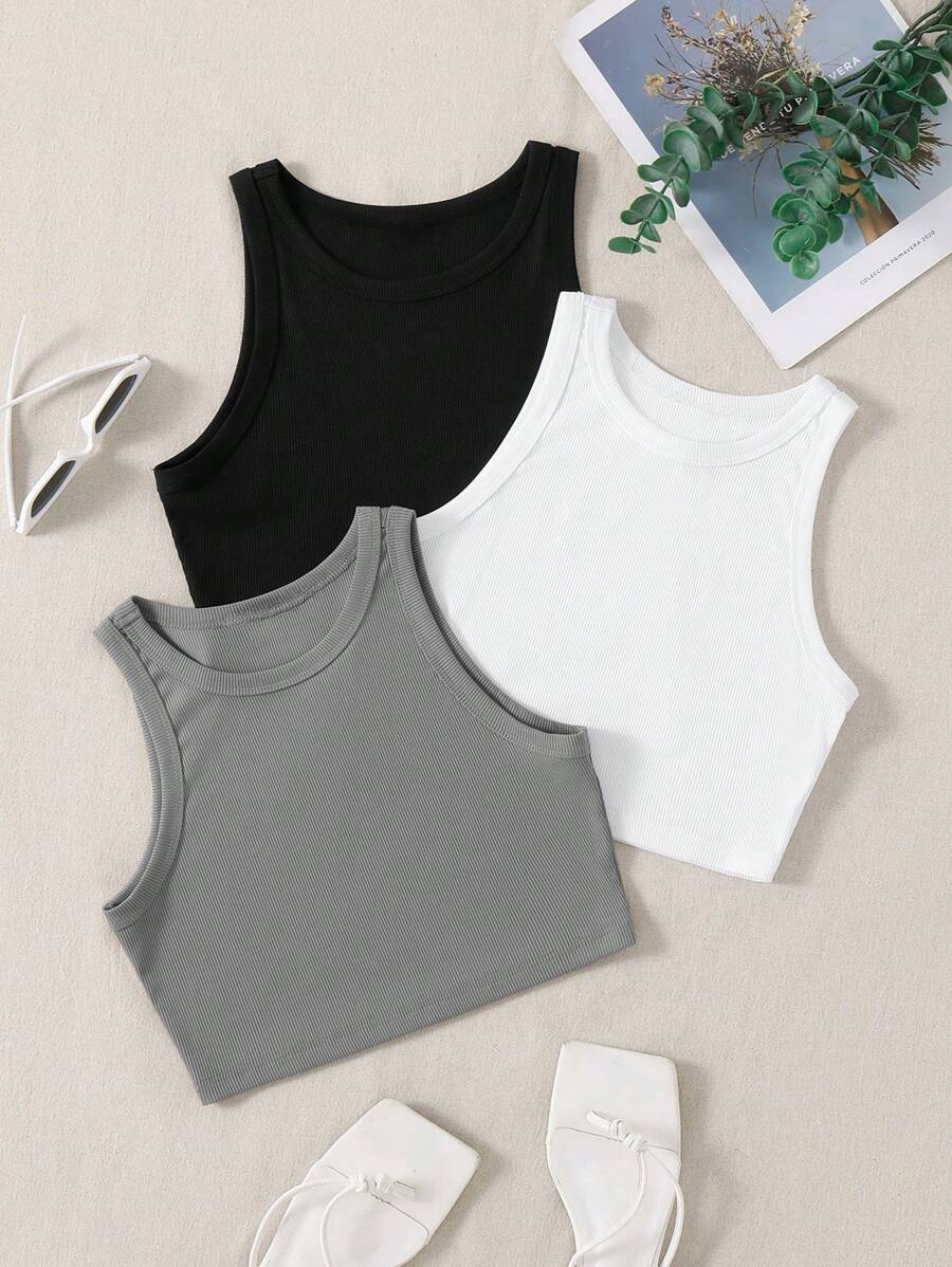 GlowEve 3pcs Women's Solid Color Tank Tops - Multicolor - View 1