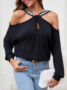 SHEIN Clasi 女士閃閃發光的T恤