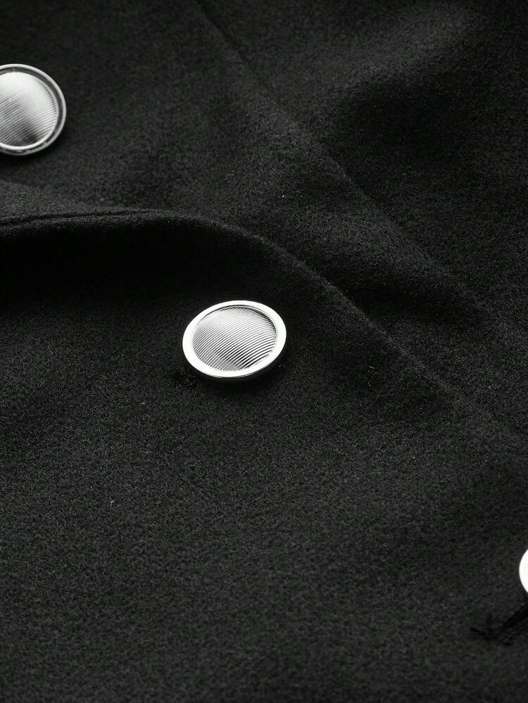 Plus Fuzzy Cuff Double Breasted Overcoat