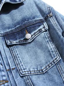 Manfinity Hypemode 男士寬鬆洗水長袖牛仔外套 - 淺色水洗藍 - 查看 8