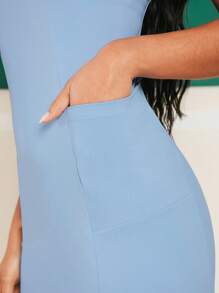 SHEIN Unity 運動網球基本款胸圍杯連洋裝 - 藍色 - 查看 6