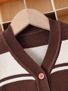 Baby Boys' Striped Colorblock Cardigan - Brown - View 3