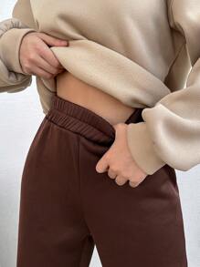 EURMUSE Relaxed Fit Round Neck Sweatshirt And Sweatpants Set, Casual Fashion - Multicolor - View 5