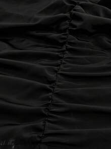 SHEIN Coolane Falda Con Pliegues Con Abertura Trasera - Negro - Ver 4