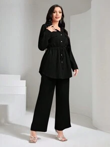 Graceveil Casual Workwear Two-Piece Outfit 2 Pieces Set Modest - Black - View 3