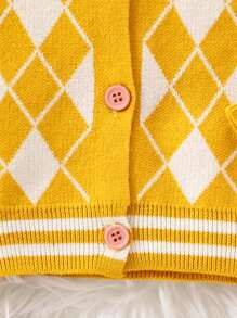 Baby Boys' Diamond Pattern Button-up Cardigan - Yellow - View 5
