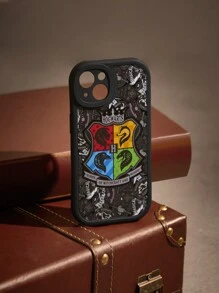 Harry Potter | ROMWE Estuche Protector Para Teléfono De La Serie Iphone12 13 14 Con Diseño Universitario De Gafas Redondas Negras