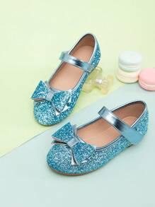 Cô gái Long lanh Giày phẳng Với Bowknot - Màu xanh lam - Xem 4