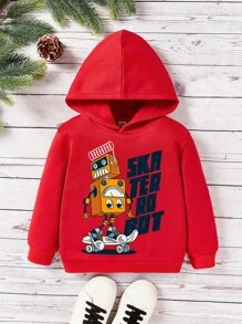 Con trai Giải trí Mô hình Cartoon Áo nỉ có mũ Thích hợp Đối với Mùa thu Và Mùa Đông - Đỏ - Xem 1