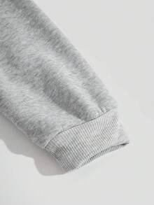 SHEIN EZwear Cartoon Goose Pattern Hooded Long Sleeve Sweatshirt - Grey - View 3