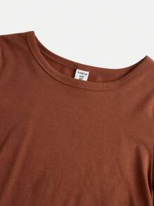 SHEIN Tween Girls' Knitted Solid Color Round Neck Tops T-Shirt 3pcs/Set - Multicolor - View 5